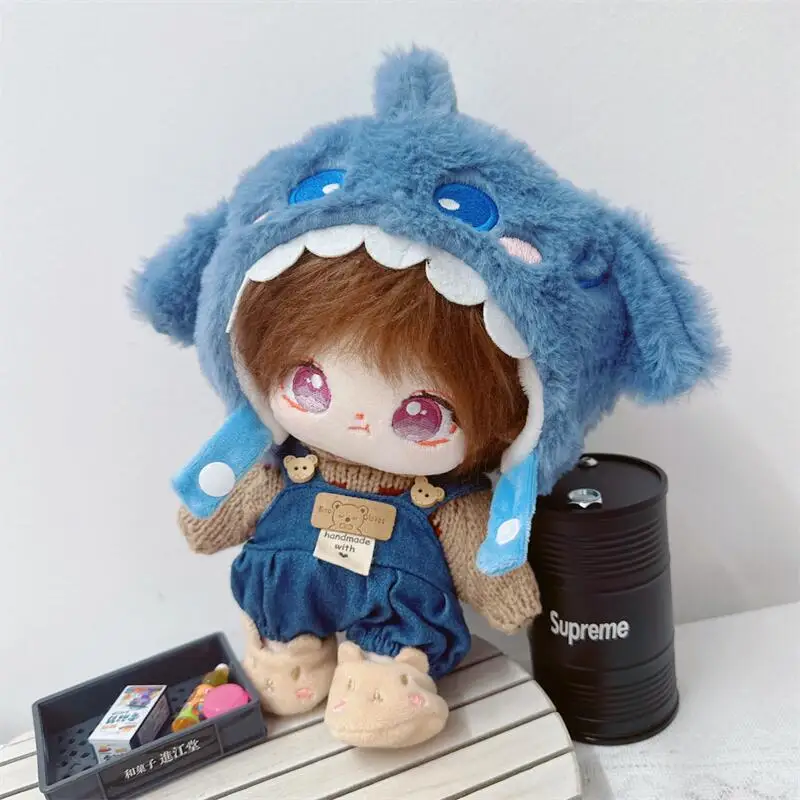 Doll Clothes for 20cm Cute Cartoon Fluffy Dog Hat Strap Pants Bunny Shoes Suit DIY Can Change Clothes Idol Cotton Doll Girl Gift