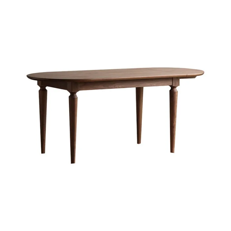 

Black walnut Japanese retro semi-round dining table full solid wood foldable table small apartment household