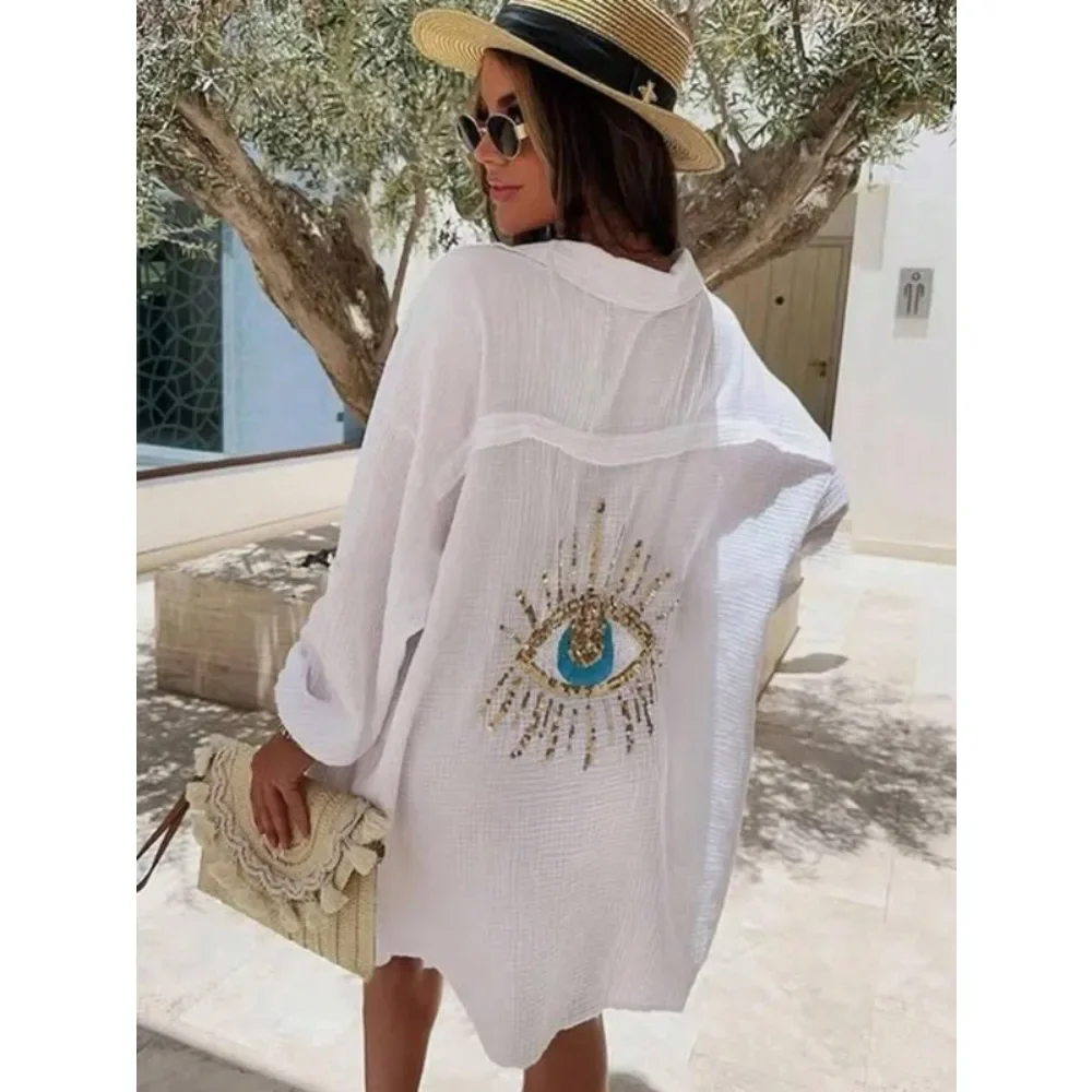 حجم كبير 1XL-5XL كل موسم المرأة موضة طويلة الأكمام التلبيب منقوشة قميص طويل الأكمام قميص المرأة عادية التلبيب قميص