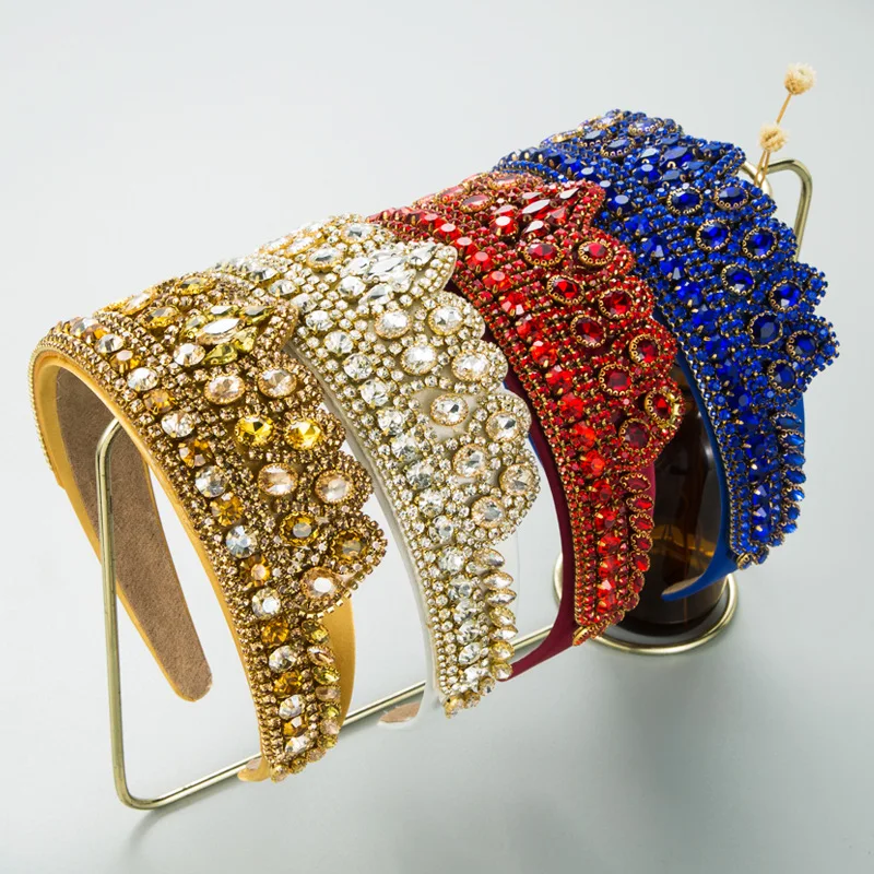 

Heming headband spot wholesale new baroque retro exaggerated crown headband wide edge light luxury hair accessories