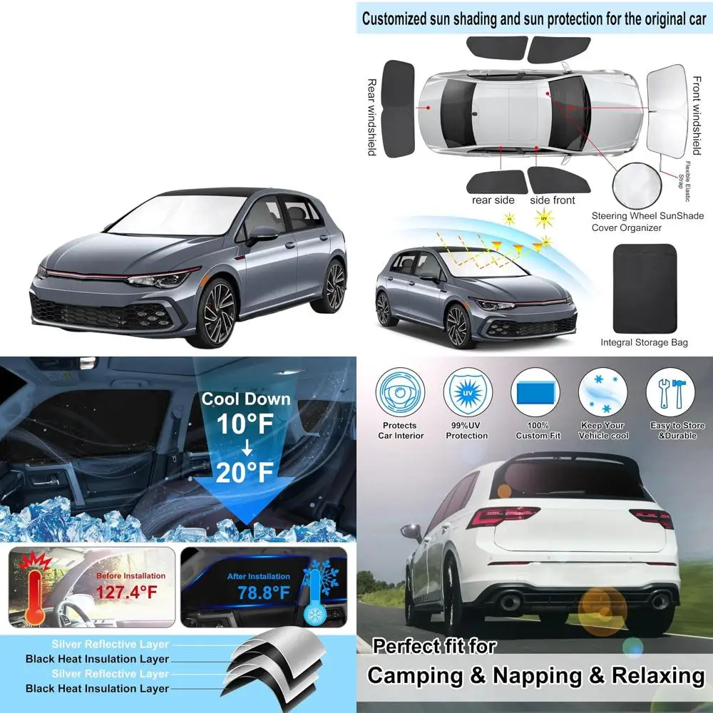

Universal Car Sunshade Set for Side and Rear Windows, Privacy & Cooling Protection