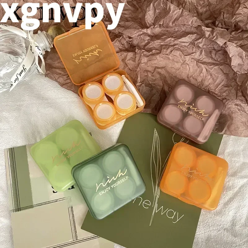 xgnvpy Stylish Frosted Contact Lens Case - Perfect Companion for Cosmetic Pupils, Securely Holds 2 Pairs of Contacts Lenses