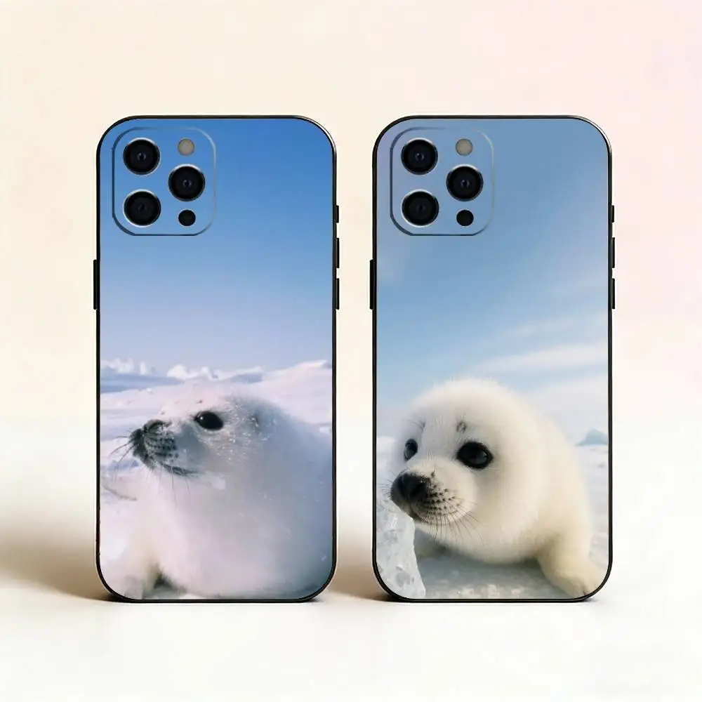 

Sleepy Sea Lion Phone Case For iPhone 17,16,15,14,13,12,11 Plus,Pro Max,XS,Soft Silicone Black Cover