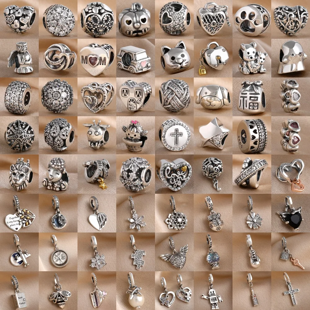 New 925 Silver,Cat,Sheep Bead Cross,Heart-Shaped Pendant Suitable for Original Bracelets, DIY Accessories,Exquisite Jewelry ﻿