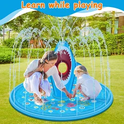 2024 NEW 170/190cm Dolphin Sprinkler Mat PVC Inflatable Water Spray Pad Courtyard Water Play Pad Outdoor Play Mat for Kids
