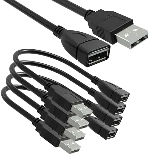 

Кабель-удлинитель SaiTech IT USB 2.0 (штекер-гнездо), 15 см, 4 шт. в упаковке - гибкий короткий адаптер