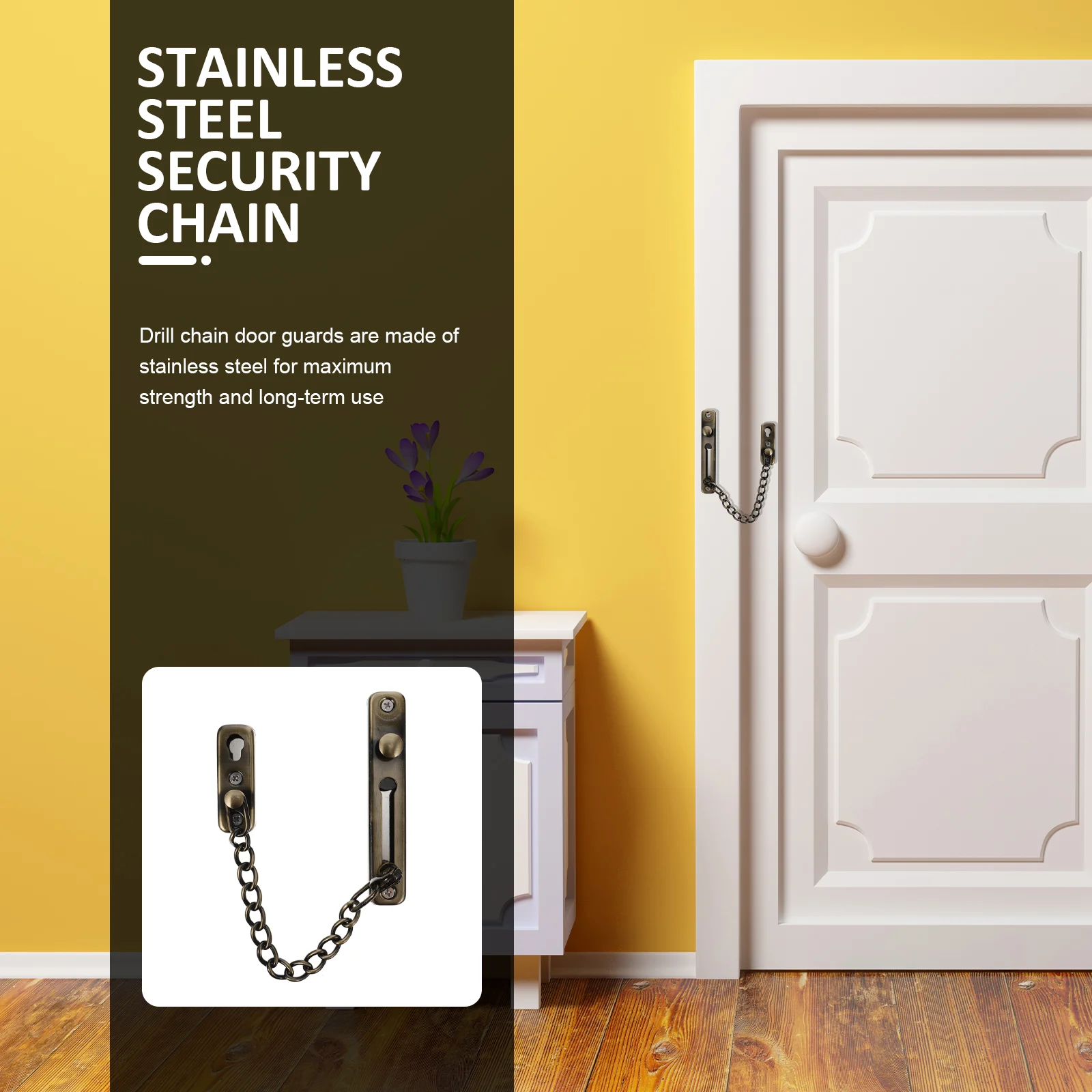 Door Chain Lock Locks for inside Child-safe Security Childproof Latch Stainless Steel Exquisite Minimal Marks