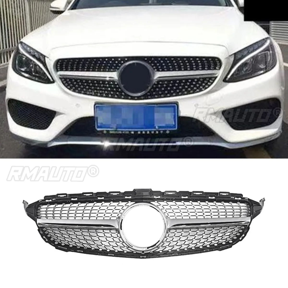 

Car Bumper Grill Decorative Strips Racing Grille Body Kit Front Bumper Grill For Mercedes Benz C-Class W205 2015-2018 Exterior