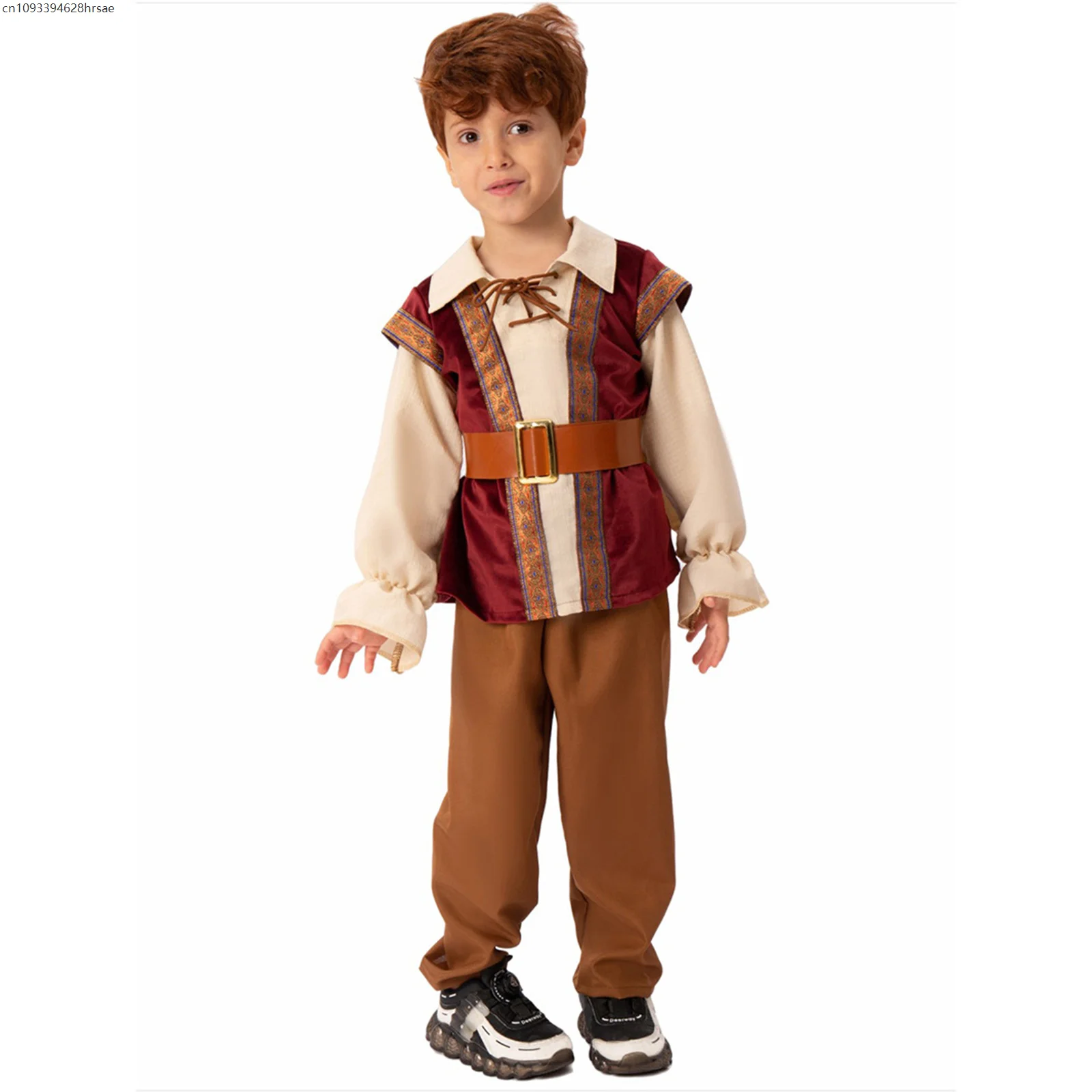 

AP1 Kid Boys Medieval Costume Cosplay Costume Colonial Pioneer Trousers Children's Day Ruffled Pirate Knight Halloween Cosplay