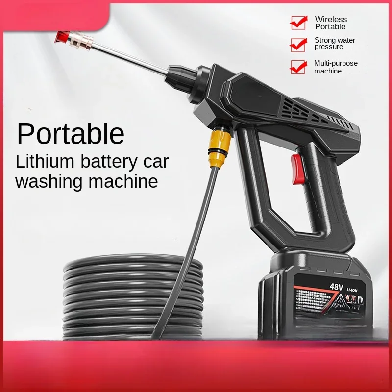 

Портативная электрическая мойка высокого давления для дома и автомобиля, мощный беспроводной пистолет для мойки авто с литиевой батареей