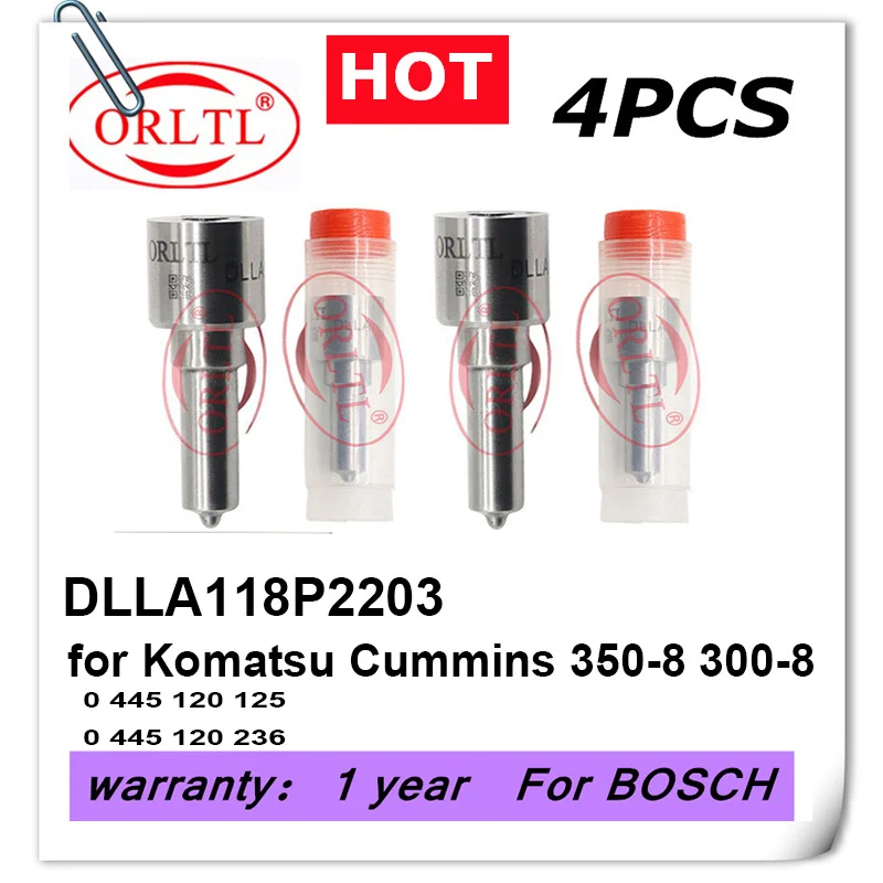 

4PCS DLLA118P2203 (0 433 172 203),For Komatsu Cummins 0445120236 Injection Nozzle DLLA 118 P 2203 (0433172203)