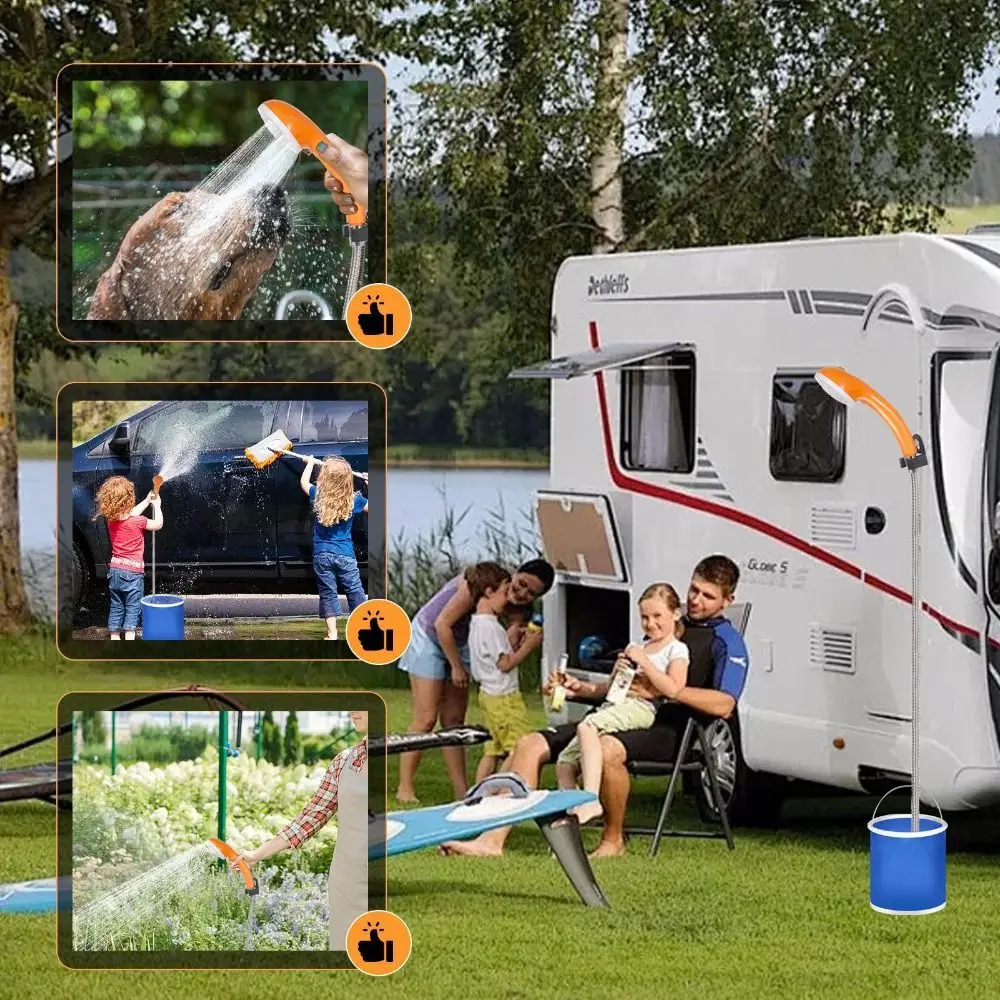 

Цифровой дисплей температуры, уличный душ, водонепроницаемая насадка насоса, 2000 мАч, душ для кемпинга, регулируемое давление