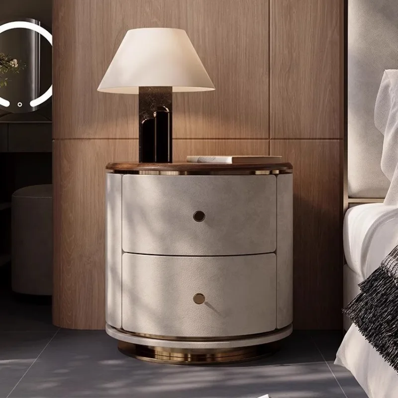 

Black walnut bedside table, creative simplicity and natural, marble bedroom bedside table