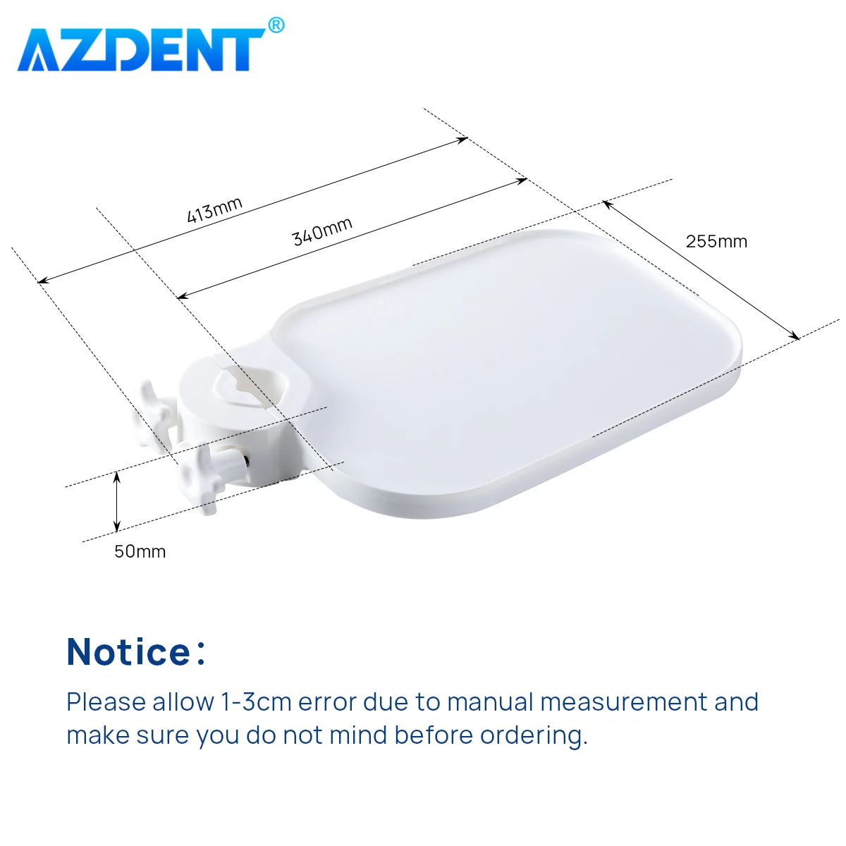 Plastikowa taca dentystyczna AZDENT 41,3 * 25,5 * 5 cm Regulowany stół Akcesoria do krzeseł Uniwersalny sprzęt stomatologiczny