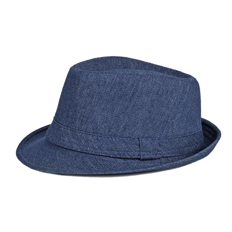 Man Classic Spring Summer Outdoor Leisure Fedoras Hat SolidDenim British Retro Style Jazz Banquet Hat Party Formal Occasion