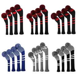 2023 New 4PCS Knitted Golf Head Covers, with Pom-pom, for Driver 460cc, Fairway Woods, UT, Protect Golf Club, Decoration Bag