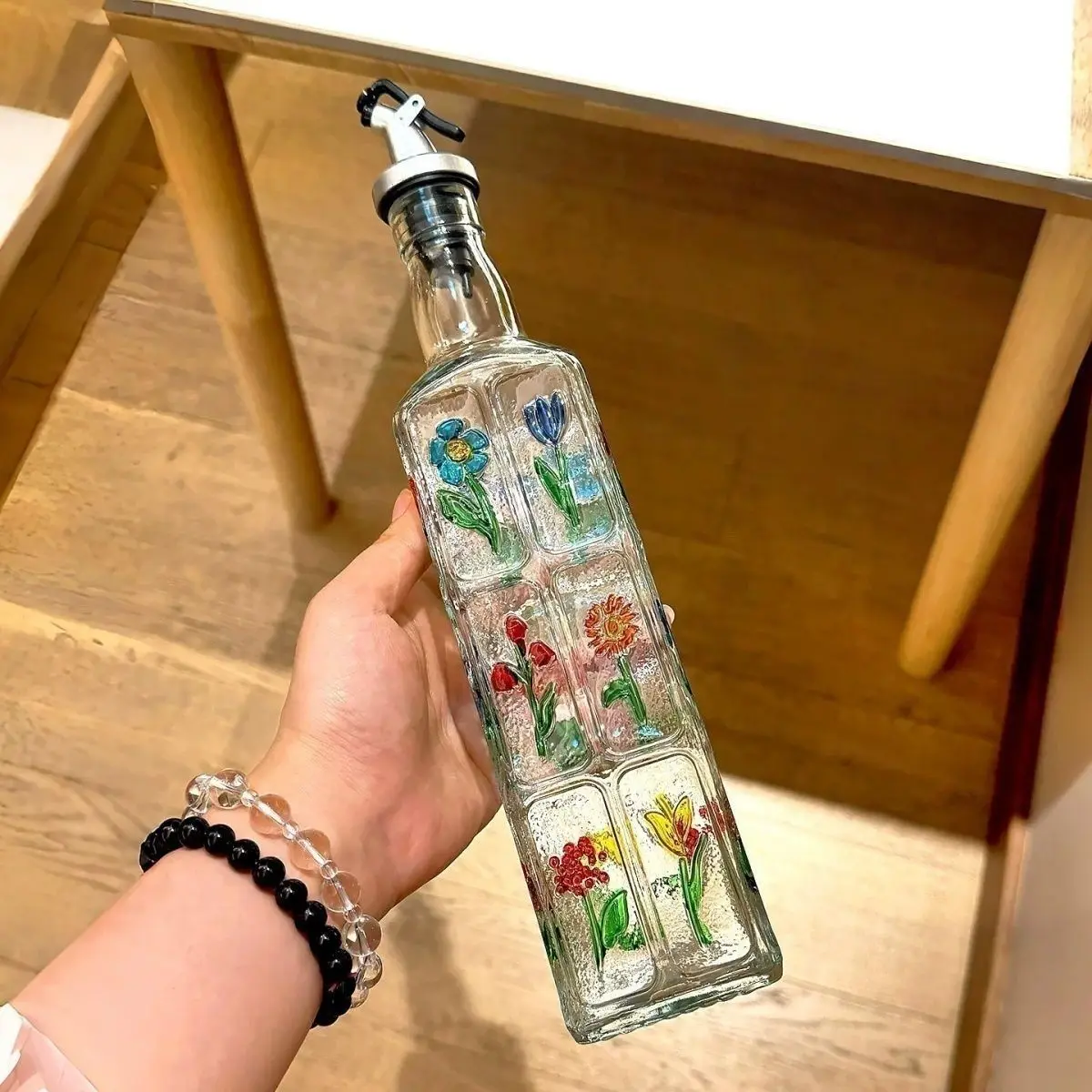 Fashion Embossed Hand Painted Oil Pot Influencer Fashionable Elegant Shining High Appearance Retro Oil Pot