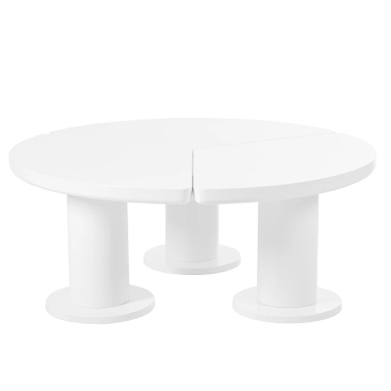 ON-TREND Φ39,4'' Mesa de centro redonda en forma de pétalo de fácil montaje, mesa central estilo crema con 3 patas gruesas, blanco