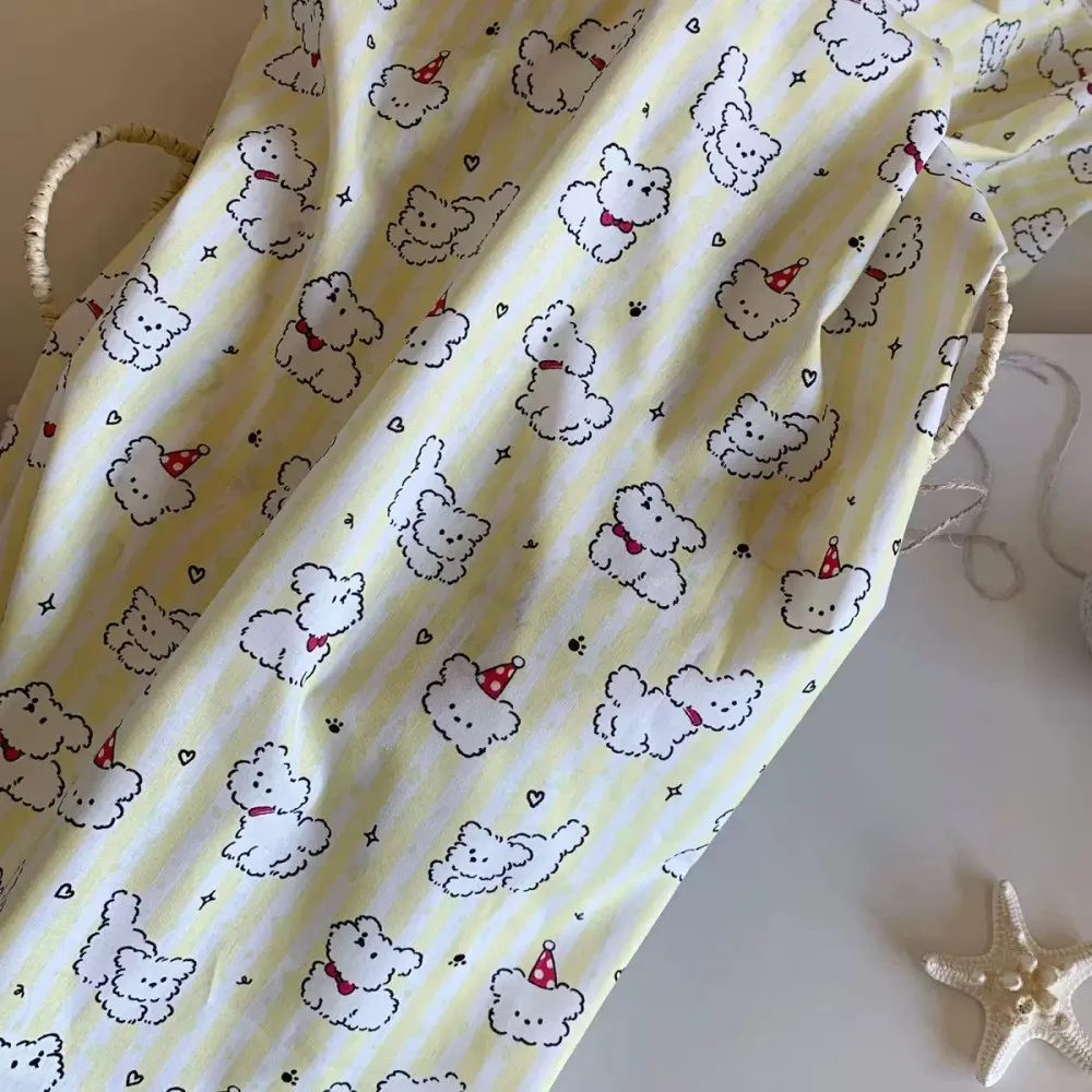 

145x100cm Colorful Cute Cartoon Print Fabric 100% Cotton Design Perfect for DIY Clothing,Homewear Bedding Tablecloths Curtain