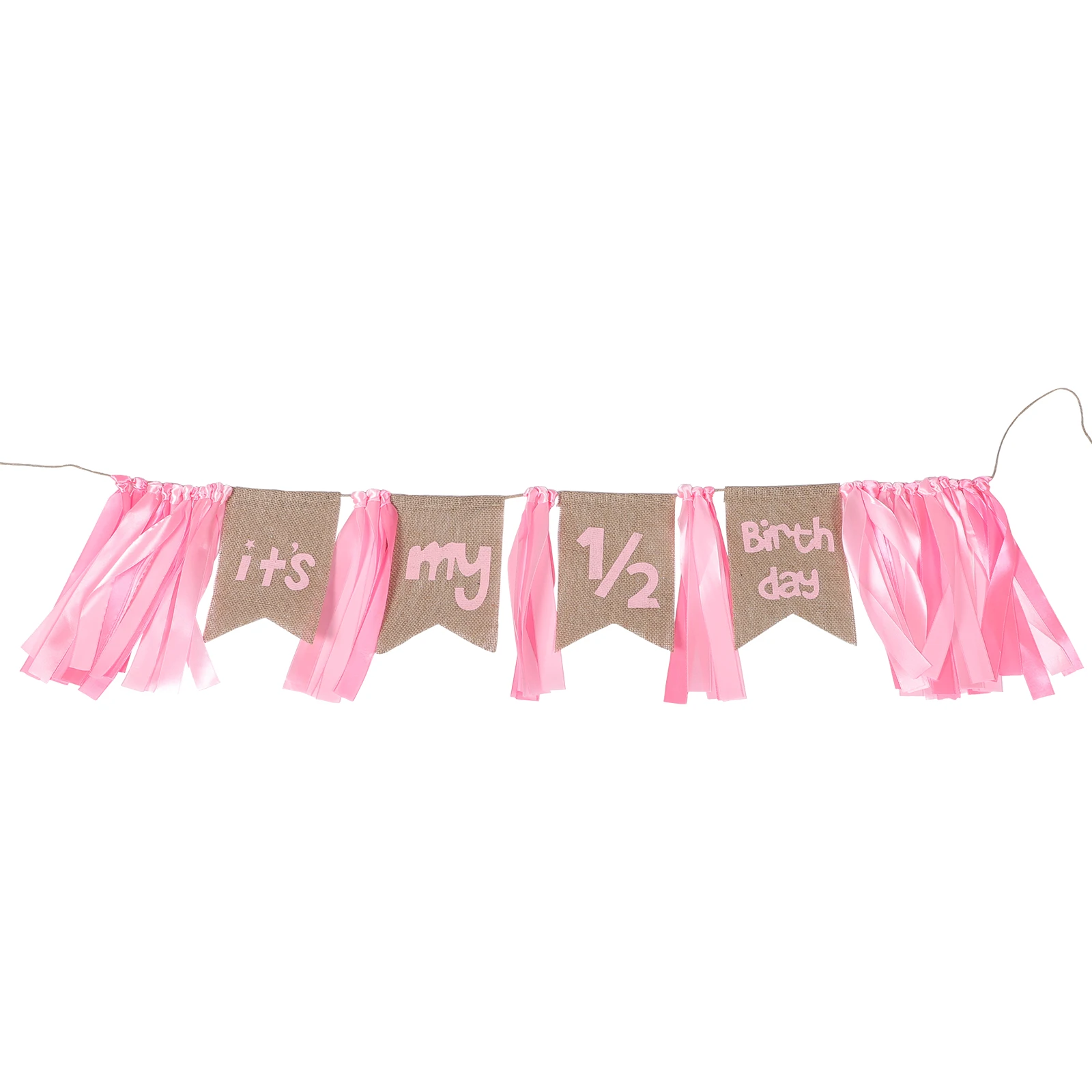 

Decorative Pink Cloth Garland Chair Flag Party Supplies Birthday Chair String Flag Banner Birthday Reusable