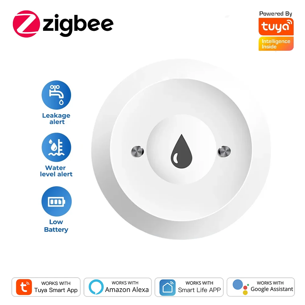 

Tuya ZigBee Smart Water Immersion Sensor Leak Detector Flood Water Leakage Alarm App Smart Life Control Need Zigbee Gateway