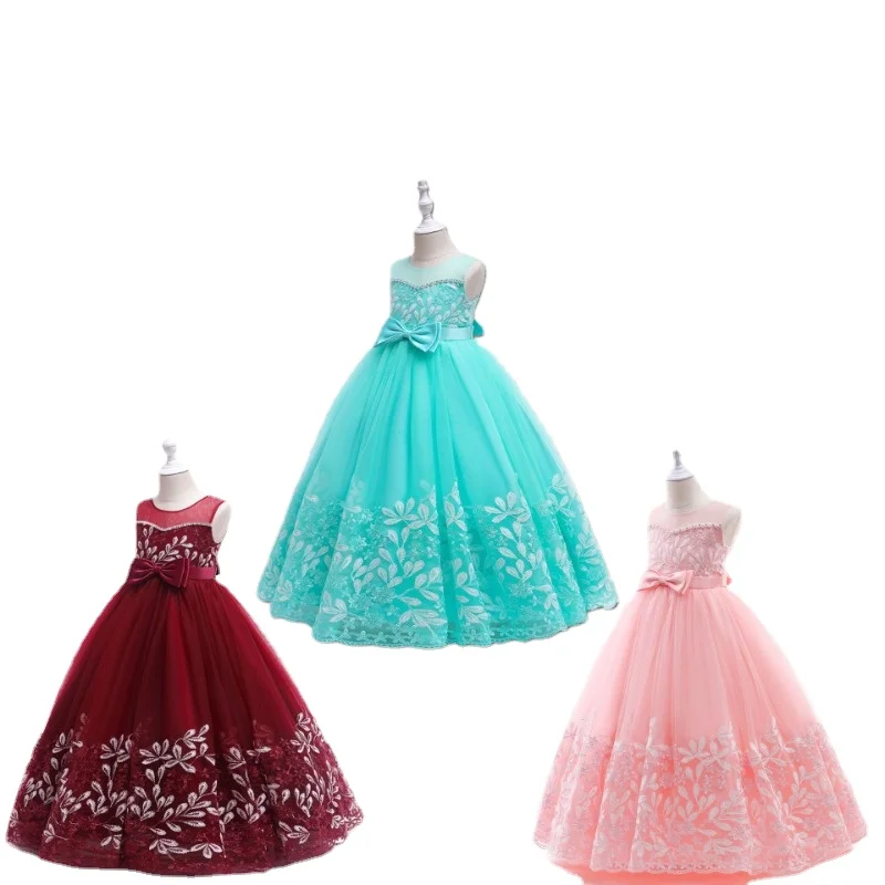 Flower Girl Dresses Long fairy tale princess fluffy skirt girl performance runway mesh embroidered Wedding Party Events 6-12Year