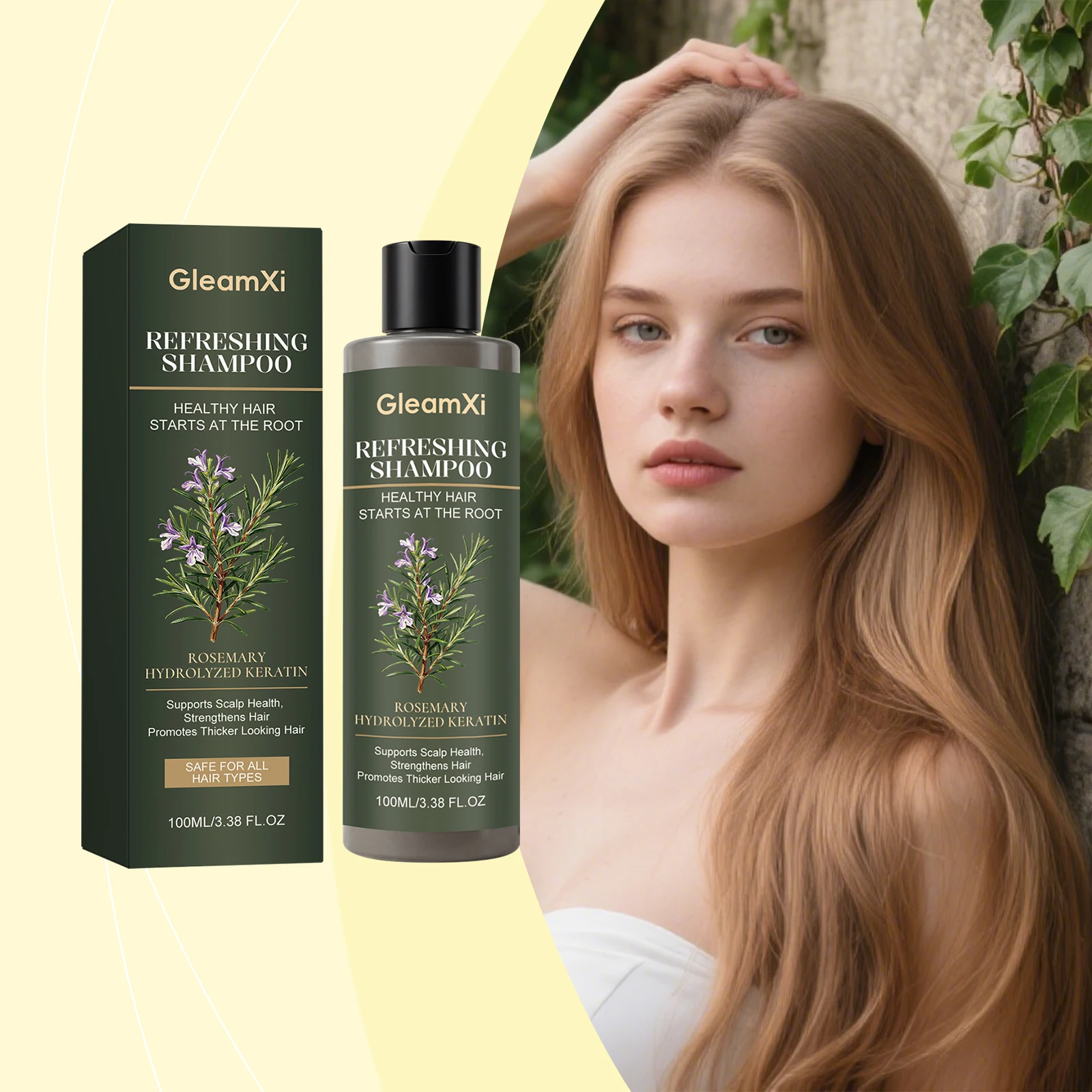 

Rosemary Brightening Shampoo - Refreshing, Oil-Controling, Smooth and Soft Hair Shampoo with Herbal Extracts