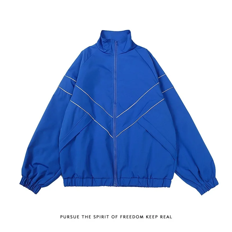 TRSYPHXM 2024 new Retro minimalist stand up collar Klein blue jacket men's street loose couple assault jacket