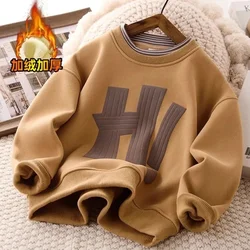 Boys Velvet Sweatshirt Letter Pullover For Kids Teenagers Sweater Autumn Winter Children Tops Teenager Casual Clothes