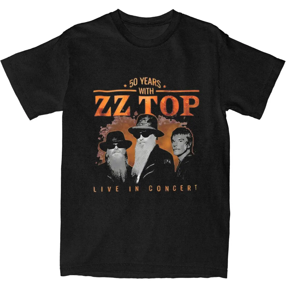 ZZTops-Rock Band 50 T Shirt Leisure T Shirts Short-Sleeved Funny Tshirt Summer Cotton Comfortable 4XL 5XL 6XL Clothes