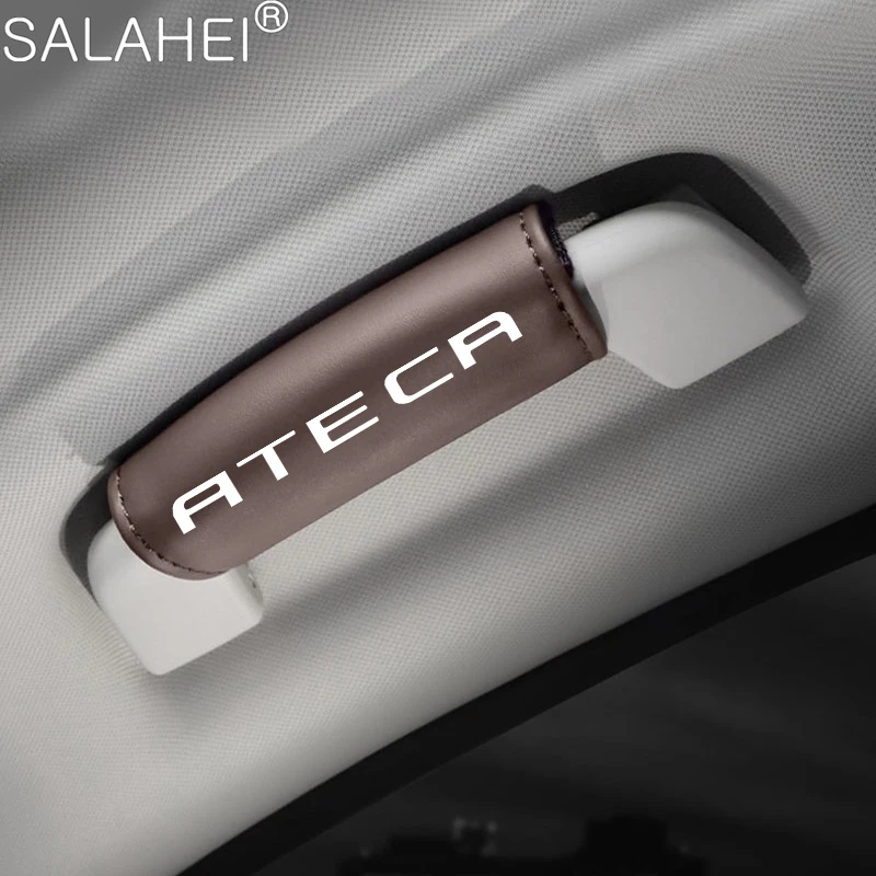 Leather Car Roof Armrest Pull Protection Cover Gloves Door Handle For Seat Ateca Altea Leon FR Arona Tarr Decorate Accessories