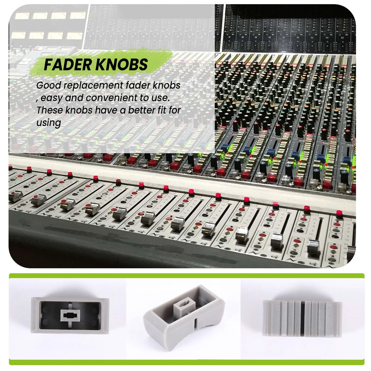 20 peças 24mm x 11mm x 10mm console misturador slider fader botões substituição para potenciômetro botão cinza marca preta f