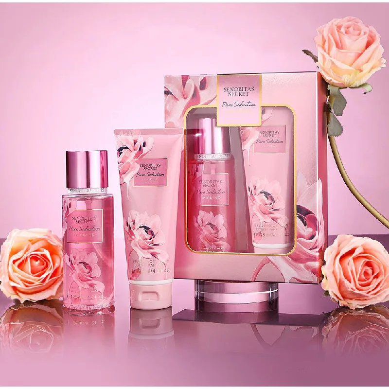  Juego de loción corporal y Perfume de 250ML, aroma de vainilla de mujer afrutada Floral de lujo, exfoliante hidratante, Spray corporal dulce fresco