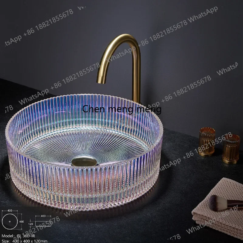 

Hot sales Glass bathroom, bathroom countertop basin, round countertop basin, countertop faucet