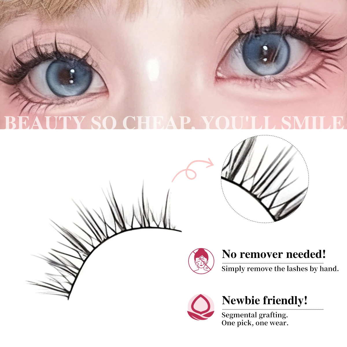 Ciglia Manga stile coreano 5 paia Ciglia finte lunghe naturali morbide Ciglia a strisce sottili per il trucco quotidiano