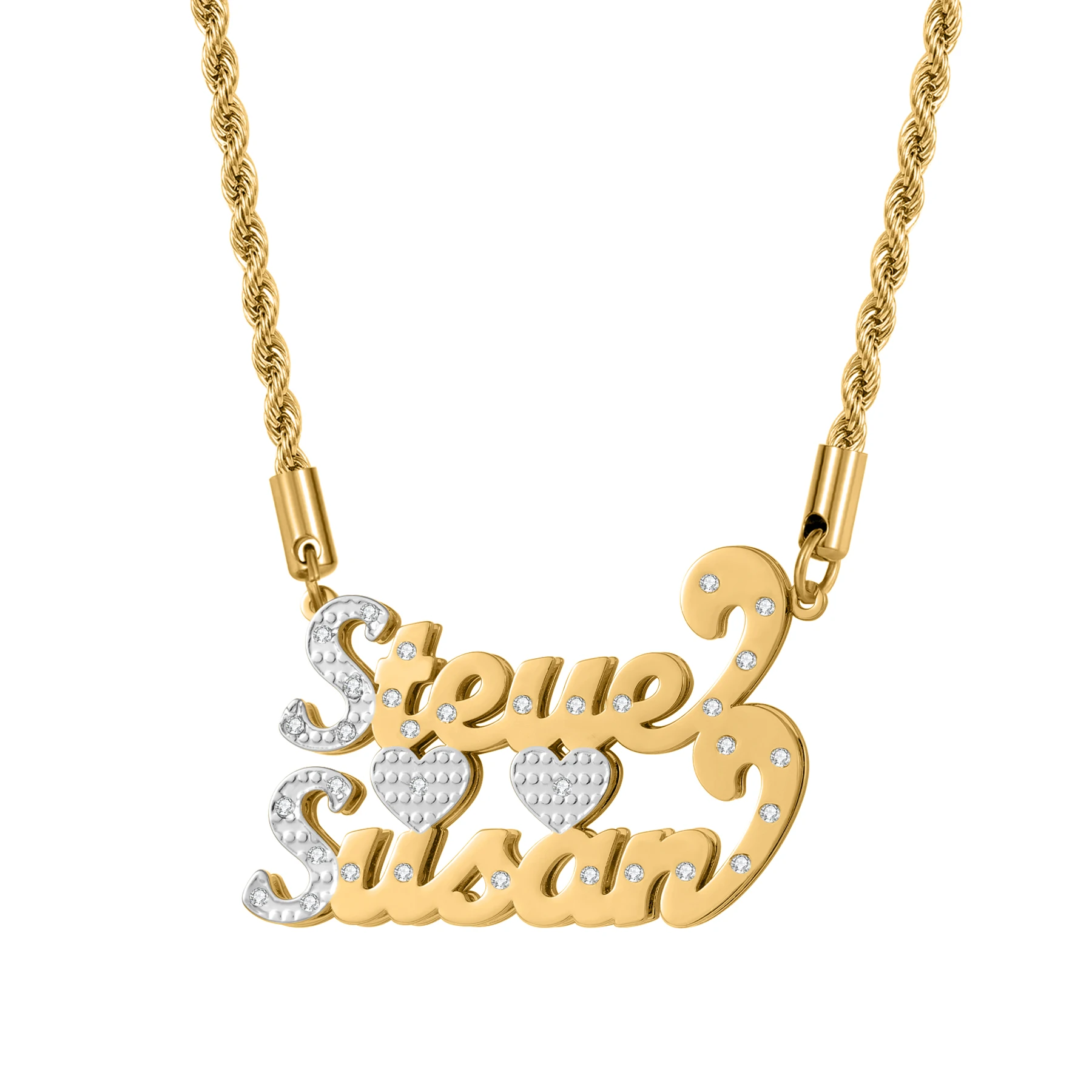 

Ожерелье с двойным именем и сердцем, ожерелье для пары, ожерелье с именем пары, сценарийные инициалы, романтический подарок на память, обещанный подарок для влюбленных