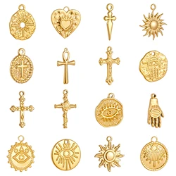 3pcs/Lot Stainless Steel Casting Cross Charms Sun Pendant For DIY Necklace Bracelet Earrings Jewelry Crafts Making Accessories