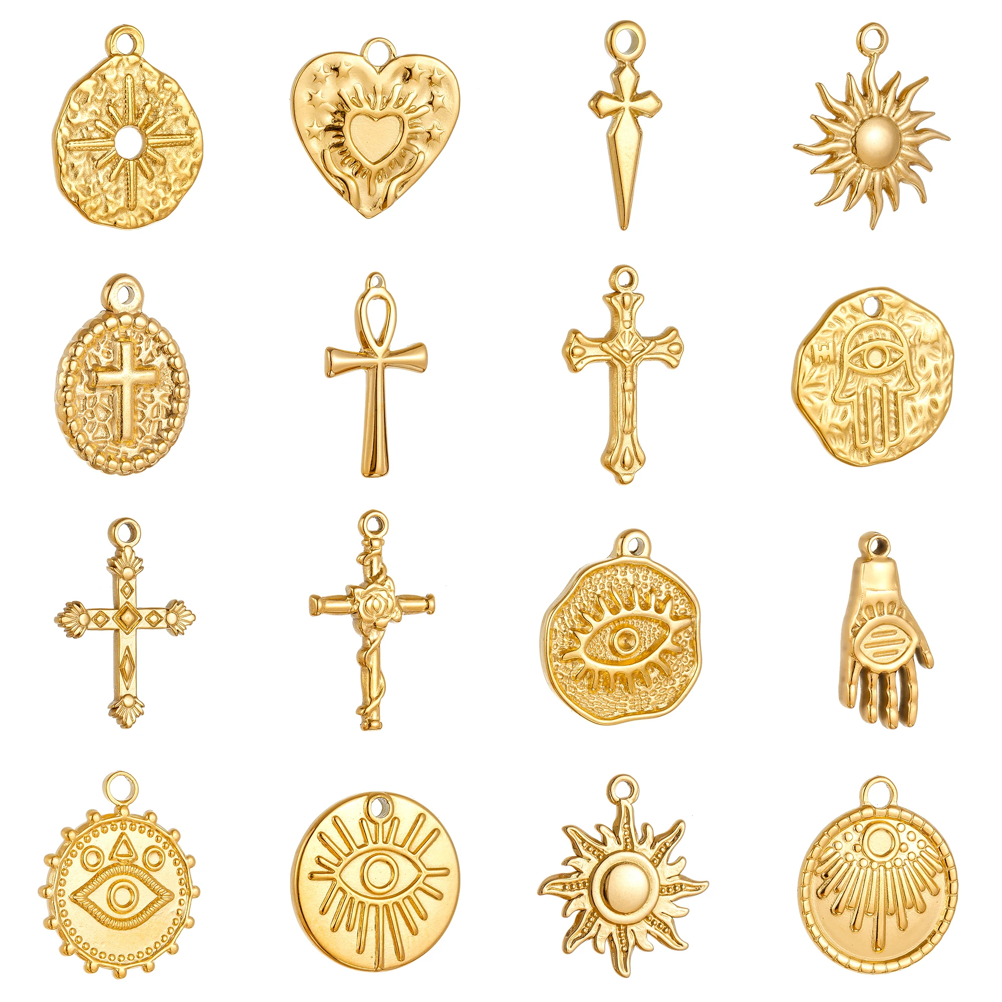 3 sztuk/partia odlew ze stali nierdzewnej krzyż Charms słońce wisiorek dla DIY naszyjnik bransoletka kolczyki biżuteria rzemiosło akcesoria do robienia