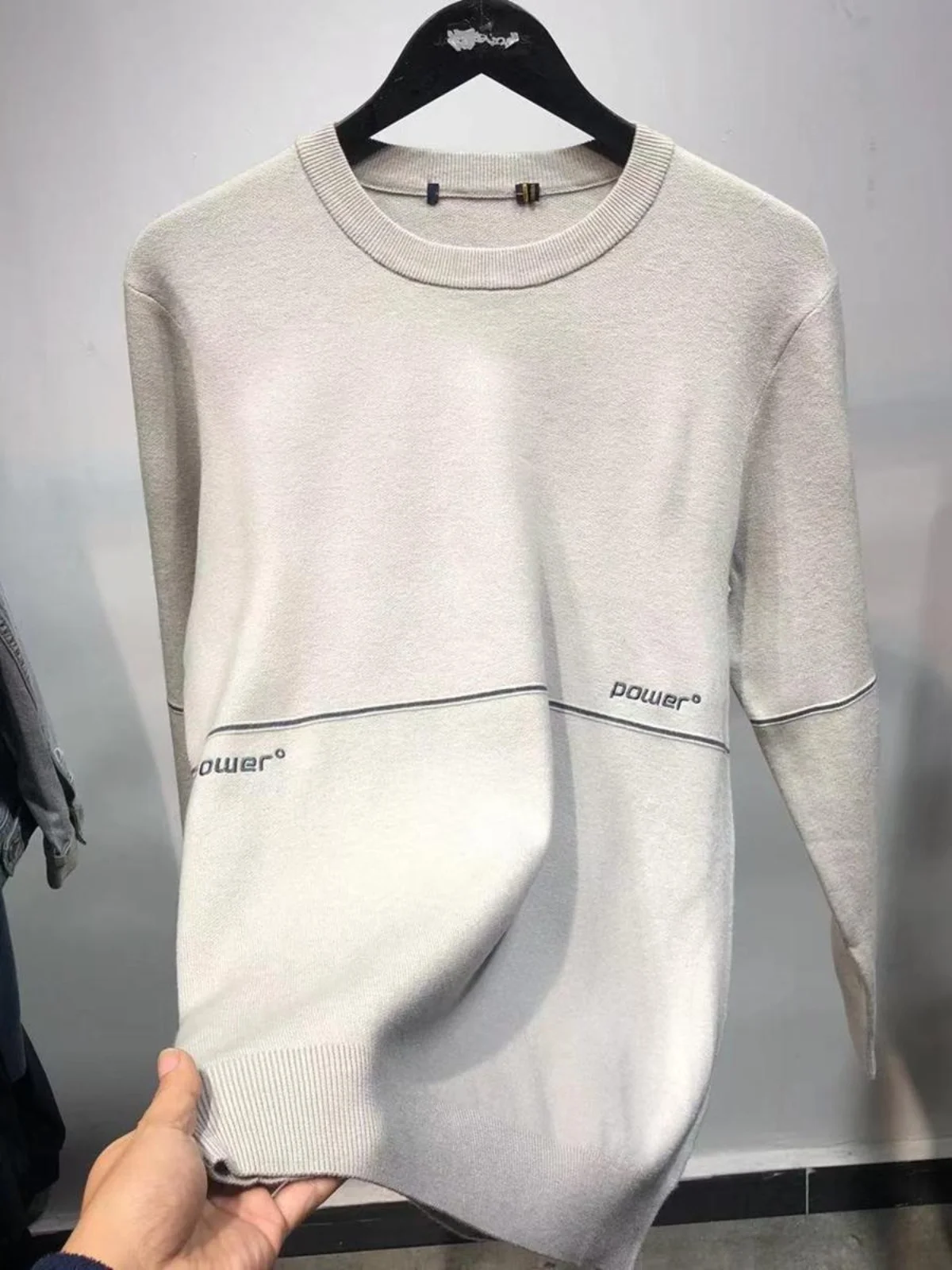 

Slim Fit Geometric Stitch Long Sve round Ne Knitwear Base Layer irt for Men Autumn Winter Camere Blend Youth Casual