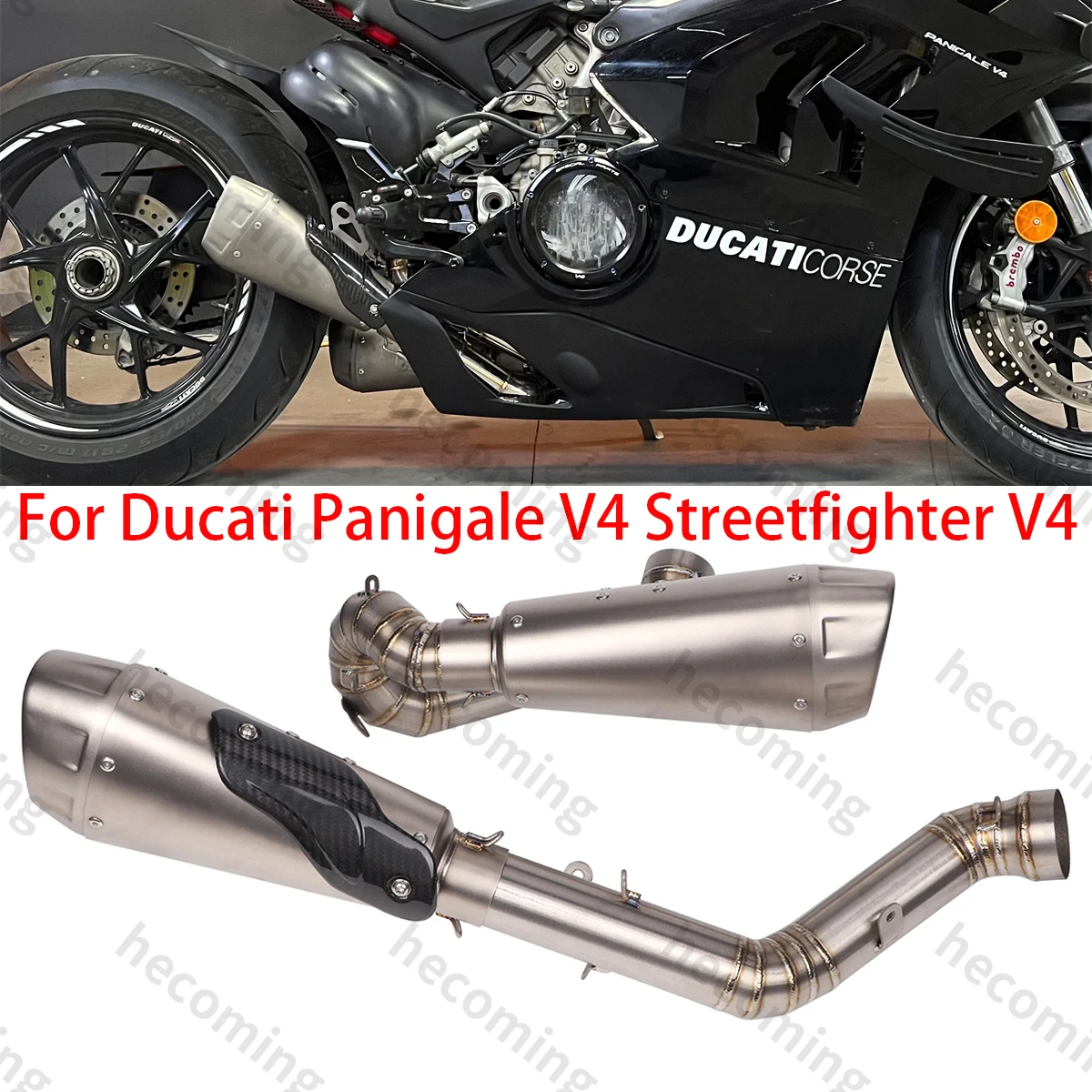 Titanium Alloy Full Exhaust System Pipe For Ducati Panigale Streetfighter V4 Motorcycle Exhaust Modified 2 Muffler Left & Right