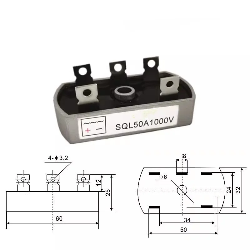 2PCS SQL5010 SQL50A1000V SQL5012 SQL50A1200V Generator bridge rectifier bridge stack New accessories