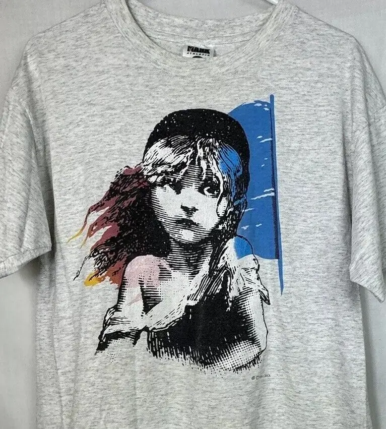 Vintage Les Miserables T Shirt Promo Tee Double Sided Gray Men’s Large USA 90s