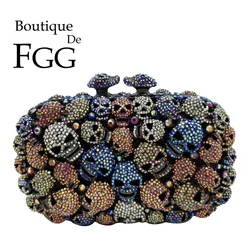 Boutique De FGG (in stock) Halloween Skull Women Formal Evening Bags and Clutches Metal Minaudiere Wedding Pary Clutch Purse