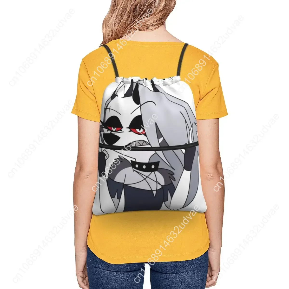 Helluva Boss Loona Portable Backpacks Drawstring Bag Casual Drawstring Bundle Pocket Sundries Bags For Travel Sport Man Woman