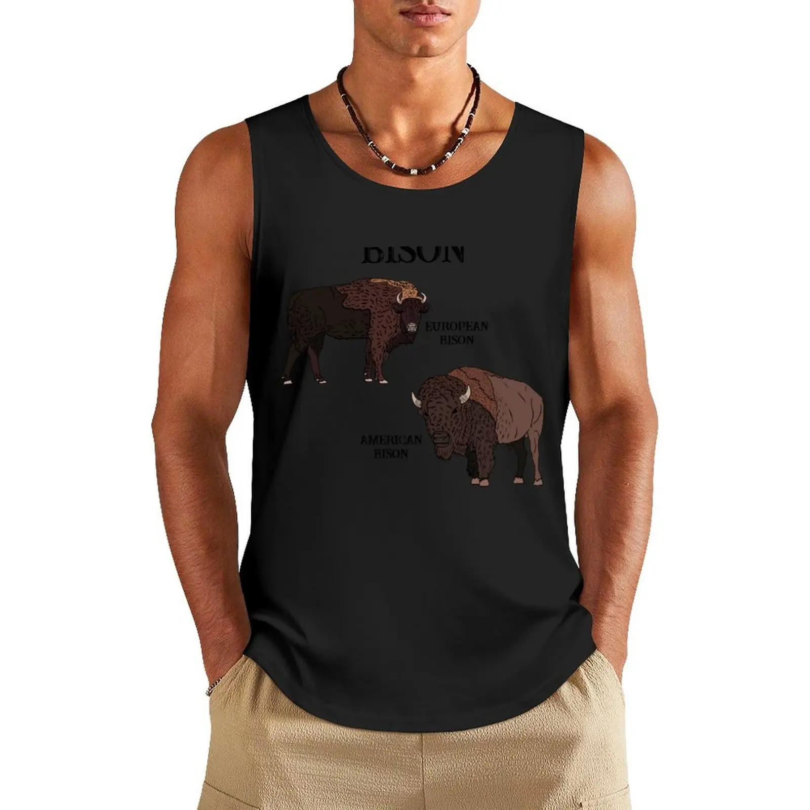 

Bison Tank Top running shirt underwear anime top sleeveless man shirts Men's sleeveless t-shirt