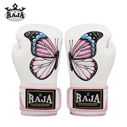 Raja 1pair Boxing Gloves Butterfly Microfiber Latex MMA Muay Thai Punching Bag Kickboxing Mitt Sandbag Exercise Training Equipmt