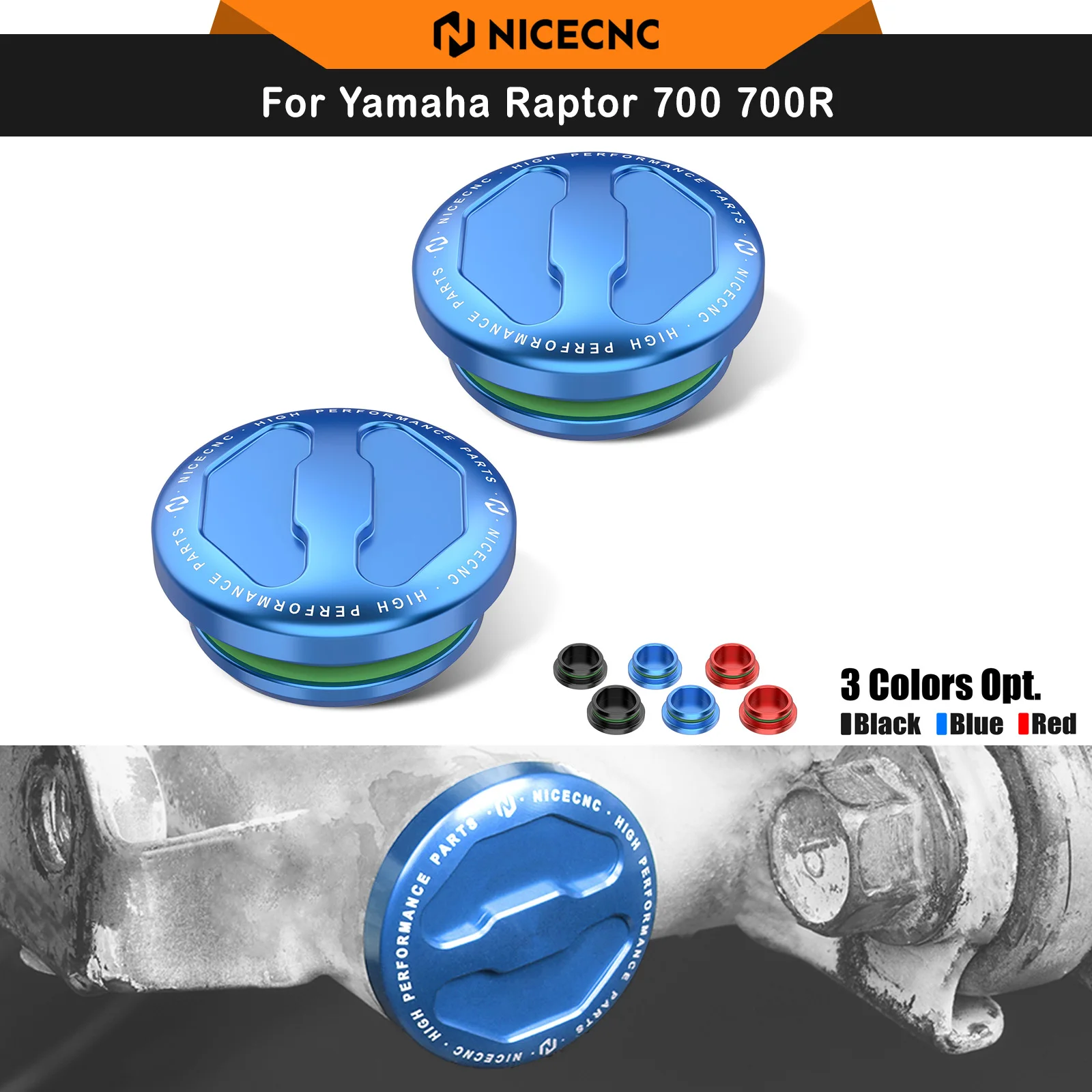 

NICECNC For Yamaha Raptor 700 700R YFM YFM700 YFM700R All Years ATV Special Shape Plug Cover Plug Cap 90338-23172-00 Aluminum
