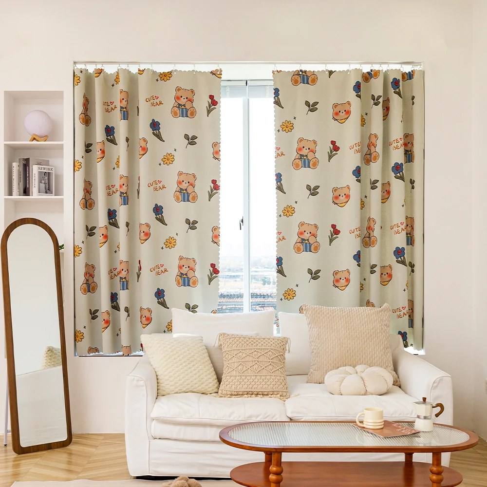 YanYangTian Vintage luxury curtain French curtain window living room bedroom Printed cute curtain Plastic hanging ring