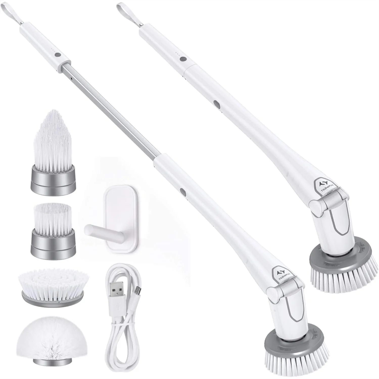

Cordless Electric Spin Scrubber with 43" Extendable Handle, IPX7 Waterproof Cleaning Brush, 180Min Runtime, 4 Brush Heads for