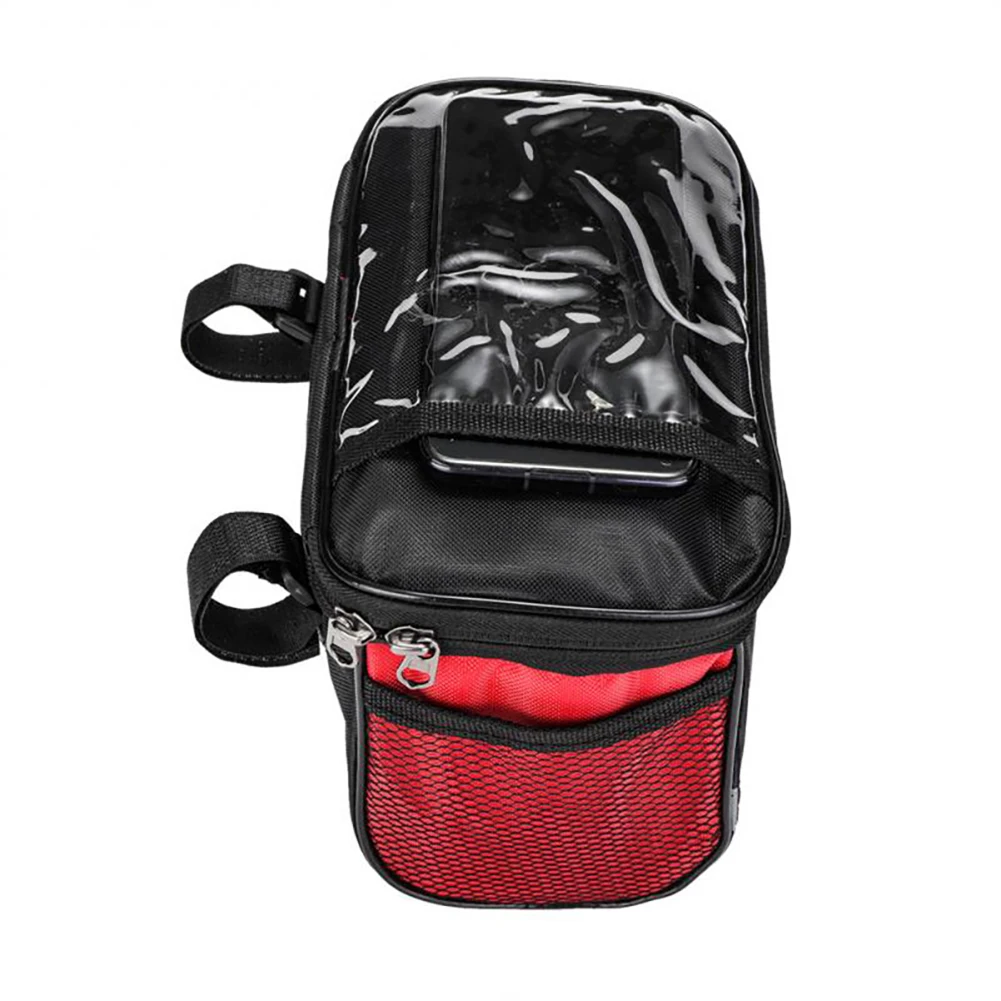 Bicycle Front Handlebar Bag Multifunction Portable Reflective Strip Bike Frame Pannier Shoulder Bag Organizer